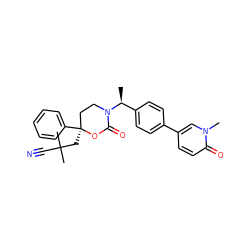 C[C@@H](c1ccc(-c2ccc(=O)n(C)c2)cc1)N1CC[C@](CC(C)(C)C#N)(c2ccccc2)OC1=O ZINC000068151213