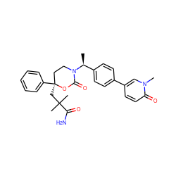 C[C@@H](c1ccc(-c2ccc(=O)n(C)c2)cc1)N1CC[C@](CC(C)(C)C(N)=O)(c2ccccc2)OC1=O ZINC000096178564