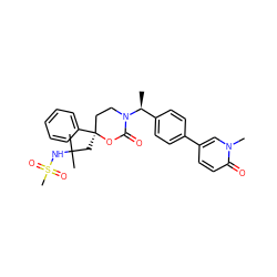 C[C@@H](c1ccc(-c2ccc(=O)n(C)c2)cc1)N1CC[C@](CC(C)(C)NS(C)(=O)=O)(c2ccccc2)OC1=O ZINC000096178504