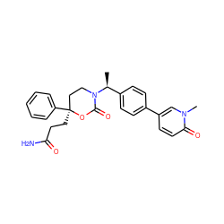 C[C@@H](c1ccc(-c2ccc(=O)n(C)c2)cc1)N1CC[C@](CCC(N)=O)(c2ccccc2)OC1=O ZINC000096178511