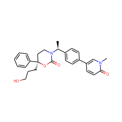 C[C@@H](c1ccc(-c2ccc(=O)n(C)c2)cc1)N1CC[C@](CCCO)(c2ccccc2)OC1=O ZINC000096178576