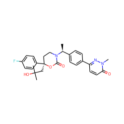 C[C@@H](c1ccc(-c2ccc(=O)n(C)n2)cc1)N1CC[C@](CC(C)(C)O)(c2ccc(F)cc2)OC1=O ZINC000096178397