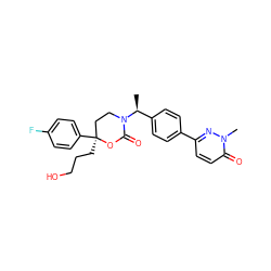 C[C@@H](c1ccc(-c2ccc(=O)n(C)n2)cc1)N1CC[C@](CCCO)(c2ccc(F)cc2)OC1=O ZINC000096178395