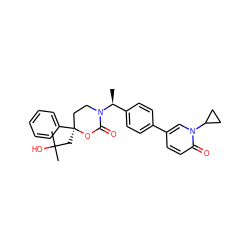 C[C@@H](c1ccc(-c2ccc(=O)n(C3CC3)c2)cc1)N1CC[C@](CC(C)(C)O)(c2ccccc2)OC1=O ZINC000096178561