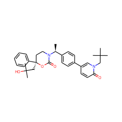 C[C@@H](c1ccc(-c2ccc(=O)n(CC(C)(C)C)c2)cc1)N1CC[C@](CC(C)(C)O)(c2ccccc2)OC1=O ZINC000096178591