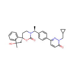 C[C@@H](c1ccc(-c2ccc(=O)n(CC3CC3)n2)cc1)N1CC[C@](CC(C)(C)O)(c2ccccc2)OC1=O ZINC000096178400