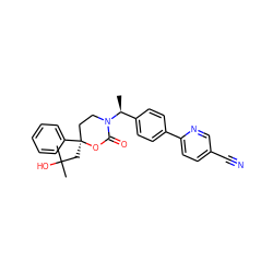 C[C@@H](c1ccc(-c2ccc(C#N)cn2)cc1)N1CC[C@](CC(C)(C)O)(c2ccccc2)OC1=O ZINC000114917233