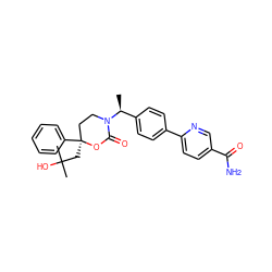 C[C@@H](c1ccc(-c2ccc(C(N)=O)cn2)cc1)N1CC[C@](CC(C)(C)O)(c2ccccc2)OC1=O ZINC000114915754