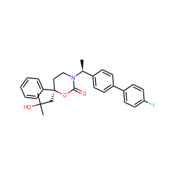 C[C@@H](c1ccc(-c2ccc(F)cc2)cc1)N1CC[C@](CC(C)(C)O)(c2ccccc2)OC1=O ZINC000096178406