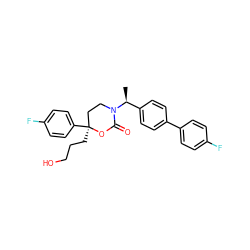 C[C@@H](c1ccc(-c2ccc(F)cc2)cc1)N1CC[C@](CCCO)(c2ccc(F)cc2)OC1=O ZINC000072114699