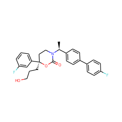 C[C@@H](c1ccc(-c2ccc(F)cc2)cc1)N1CC[C@](CCCO)(c2cccc(F)c2)OC1=O ZINC000072114698