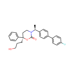 C[C@@H](c1ccc(-c2ccc(F)cc2)cc1)N1CC[C@](CCCO)(c2ccccc2)OC1=O ZINC000072118038