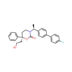 C[C@@H](c1ccc(-c2ccc(F)cc2)cc1)N1CC[C@](CCO)(c2ccccc2)OC1=O ZINC000072117120