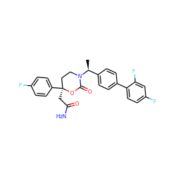 C[C@@H](c1ccc(-c2ccc(F)cc2F)cc1)N1CC[C@](CC(N)=O)(c2ccc(F)cc2)OC1=O ZINC000072116633