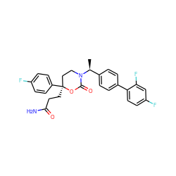 C[C@@H](c1ccc(-c2ccc(F)cc2F)cc1)N1CC[C@](CCC(N)=O)(c2ccc(F)cc2)OC1=O ZINC000072114382