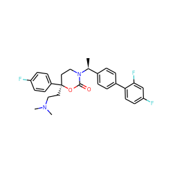 C[C@@H](c1ccc(-c2ccc(F)cc2F)cc1)N1CC[C@](CCN(C)C)(c2ccc(F)cc2)OC1=O ZINC000114915570