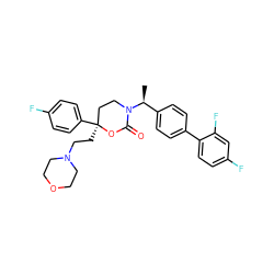 C[C@@H](c1ccc(-c2ccc(F)cc2F)cc1)N1CC[C@](CCN2CCOCC2)(c2ccc(F)cc2)OC1=O ZINC000114918341