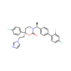 C[C@@H](c1ccc(-c2ccc(F)cc2F)cc1)N1CC[C@](CCn2ccnc2)(c2ccc(F)cc2)OC1=O ZINC000114916481