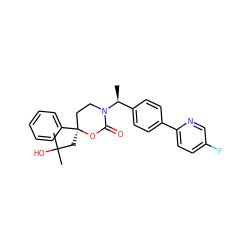 C[C@@H](c1ccc(-c2ccc(F)cn2)cc1)N1CC[C@](CC(C)(C)O)(c2ccccc2)OC1=O ZINC000114919635