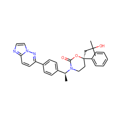 C[C@@H](c1ccc(-c2ccc3nccn3n2)cc1)N1CC[C@](CC(C)(C)O)(c2ccccc2)OC1=O ZINC000114230585