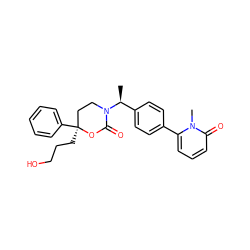 C[C@@H](c1ccc(-c2cccc(=O)n2C)cc1)N1CC[C@](CCCO)(c2ccccc2)OC1=O ZINC000096178518