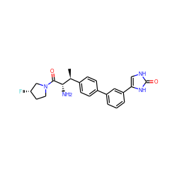 C[C@@H](c1ccc(-c2cccc(-c3c[nH]c(=O)[nH]3)c2)cc1)[C@H](N)C(=O)N1CC[C@H](F)C1 ZINC000014948252