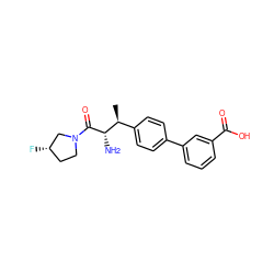 C[C@@H](c1ccc(-c2cccc(C(=O)O)c2)cc1)[C@H](N)C(=O)N1CC[C@H](F)C1 ZINC000014948199