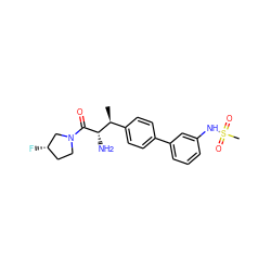 C[C@@H](c1ccc(-c2cccc(NS(C)(=O)=O)c2)cc1)[C@H](N)C(=O)N1CC[C@H](F)C1 ZINC000014948197