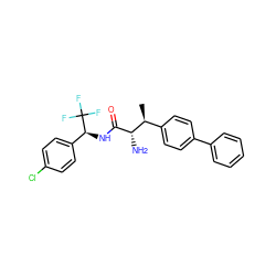 C[C@@H](c1ccc(-c2ccccc2)cc1)[C@H](N)C(=O)N[C@@H](c1ccc(Cl)cc1)C(F)(F)F ZINC000073223578