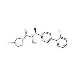 C[C@@H](c1ccc(-c2ccccc2F)cc1)[C@H](N)C(=O)N1CC[C@H](F)C1 ZINC000014948181