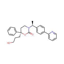 C[C@@H](c1ccc(-c2ccccn2)cc1)N1CC[C@](CCCO)(c2ccccc2)OC1=O ZINC000114920850