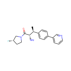 C[C@@H](c1ccc(-c2cccnc2)cc1)[C@H](N)C(=O)N1CC[C@H](F)C1 ZINC000014948172