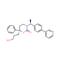 C[C@@H](c1ccc(-c2cccnc2)cc1)N1CC[C@](CCCO)(c2ccccc2)OC1=O ZINC000114919566