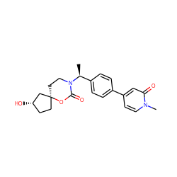 C[C@@H](c1ccc(-c2ccn(C)c(=O)c2)cc1)N1CC[C@@]2(CC[C@H](O)C2)OC1=O ZINC000142701522