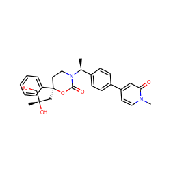 C[C@@H](c1ccc(-c2ccn(C)c(=O)c2)cc1)N1CC[C@](C[C@](C)(O)CO)(c2ccccc2)OC1=O ZINC000096178570