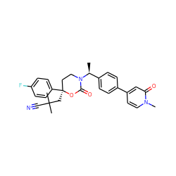 C[C@@H](c1ccc(-c2ccn(C)c(=O)c2)cc1)N1CC[C@](CC(C)(C)C#N)(c2ccc(F)cc2)OC1=O ZINC000068151221