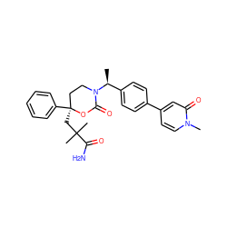 C[C@@H](c1ccc(-c2ccn(C)c(=O)c2)cc1)N1CC[C@](CC(C)(C)C(N)=O)(c2ccccc2)OC1=O ZINC000096178519