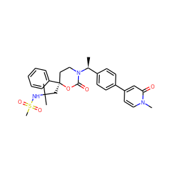 C[C@@H](c1ccc(-c2ccn(C)c(=O)c2)cc1)N1CC[C@](CC(C)(C)NS(C)(=O)=O)(c2ccccc2)OC1=O ZINC000096178565