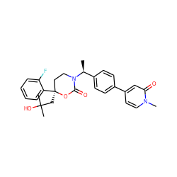 C[C@@H](c1ccc(-c2ccn(C)c(=O)c2)cc1)N1CC[C@](CC(C)(C)O)(c2ccccc2F)OC1=O ZINC000096178507