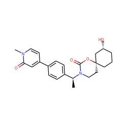 C[C@@H](c1ccc(-c2ccn(C)c(=O)c2)cc1)N1CC[C@]2(CCC[C@@H](O)C2)OC1=O ZINC000169703341