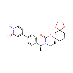 C[C@@H](c1ccc(-c2ccn(C)c(=O)c2)cc1)N1CC[C@]2(CCCC3(C2)OCCO3)OC1=O ZINC000142702824