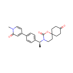 C[C@@H](c1ccc(-c2ccn(C)c(=O)c2)cc1)N1CCC2(CCC(=O)CC2)OC1=O ZINC000146062519