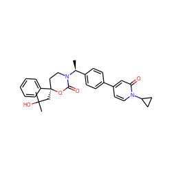 C[C@@H](c1ccc(-c2ccn(C3CC3)c(=O)c2)cc1)N1CC[C@](CC(C)(C)O)(c2ccccc2)OC1=O ZINC000068151220