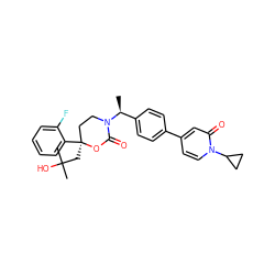 C[C@@H](c1ccc(-c2ccn(C3CC3)c(=O)c2)cc1)N1CC[C@](CC(C)(C)O)(c2ccccc2F)OC1=O ZINC000096178550