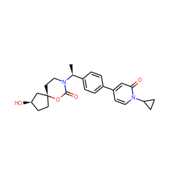 C[C@@H](c1ccc(-c2ccn(C3CC3)c(=O)c2)cc1)N1CC[C@]2(CC[C@@H](O)C2)OC1=O ZINC000142420556