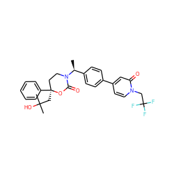 C[C@@H](c1ccc(-c2ccn(CC(F)(F)F)c(=O)c2)cc1)N1CC[C@](CC(C)(C)O)(c2ccccc2)OC1=O ZINC000096178533