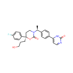 C[C@@H](c1ccc(-c2ccnc(=O)[nH]2)cc1)N1CC[C@](CCCO)(c2ccc(F)cc2)OC1=O ZINC000096178412