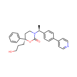 C[C@@H](c1ccc(-c2ccncc2)cc1)N1CC[C@](CCCO)(c2ccccc2)OC1=O ZINC000114917204