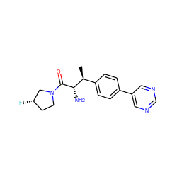 C[C@@H](c1ccc(-c2cncnc2)cc1)[C@H](N)C(=O)N1CC[C@H](F)C1 ZINC000014948178