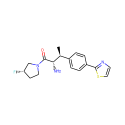 C[C@@H](c1ccc(-c2nccs2)cc1)[C@H](N)C(=O)N1CC[C@H](F)C1 ZINC000014948166